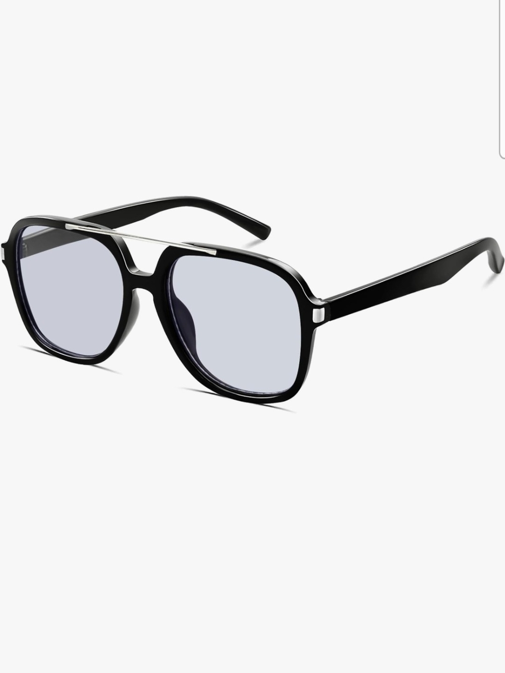 Black Aviator Sunglasses with Silver Bridge Unisex